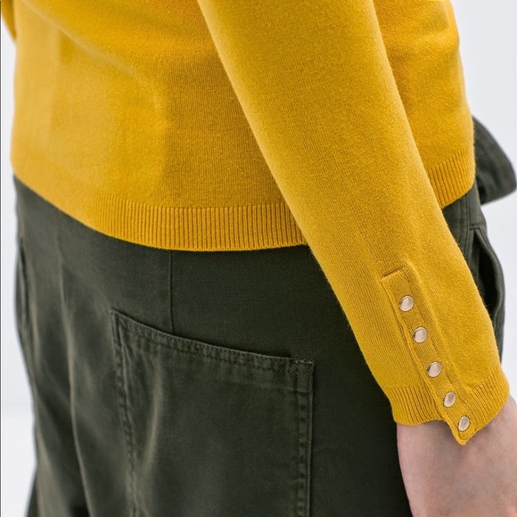 🚫SOLD🚫NWT ZARA KNIT MUSTARD SWEATER GOLD BUTTONS - Picture 2 of 9